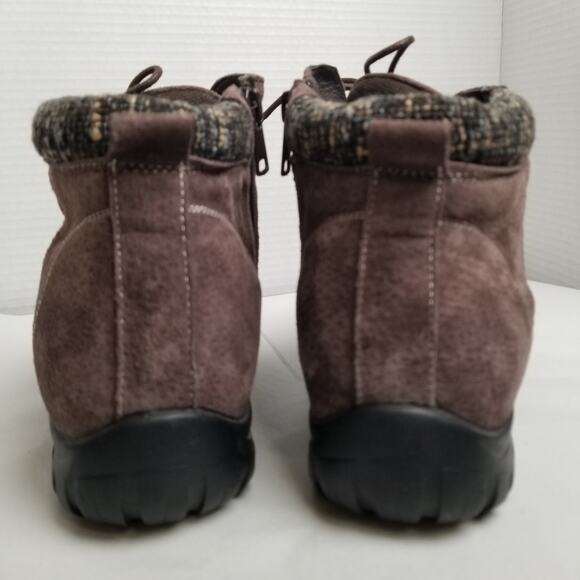 Propet Women's Delaney Suede Ankle Boot Purple Knit Lace Up Side Zip Size 10 - Picture 8 of 11